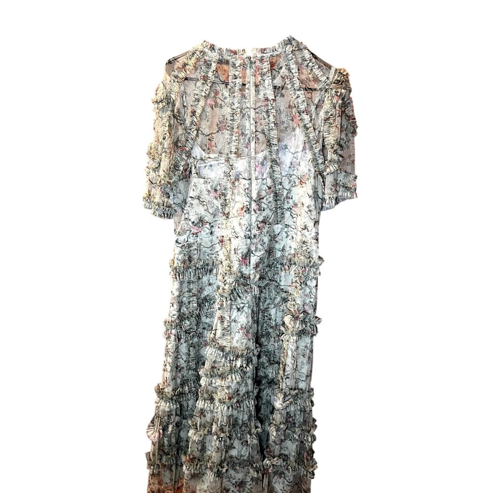 Mac Duggal Short-Sleeve Mesh Midi Dress – Green – Size 16 - Picture 5 of 5